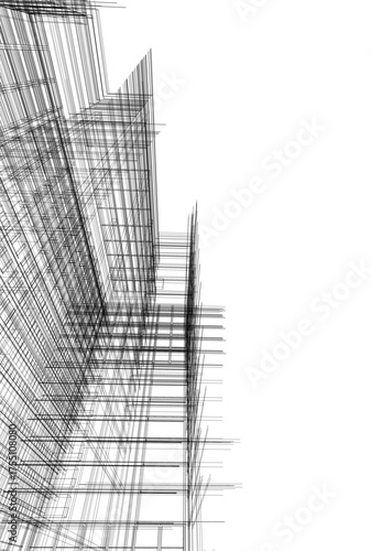 Modern building architectural 3d illustration