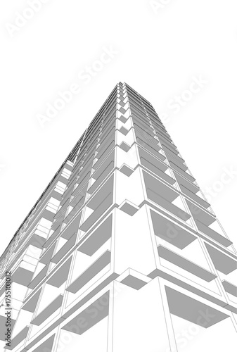 Modern building architectural 3d illustration