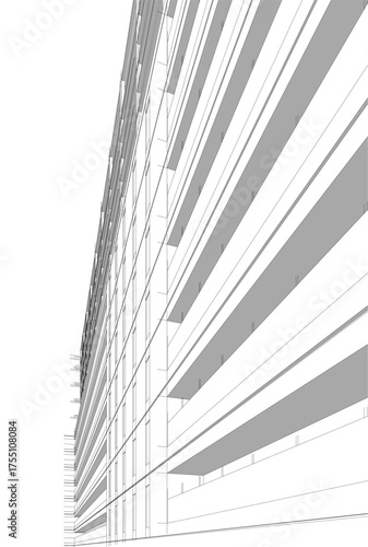 Modern building architectural 3d illustration