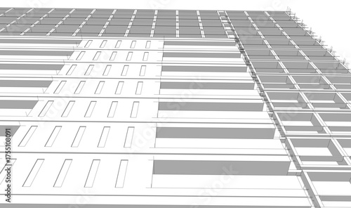 Modern building architectural 3d illustration