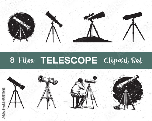 Vintage Telescope Clipart Set