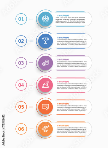 Infographic design business template with 6 options, steps. Can be used for workflow layout, diagram, annual report, web design	
