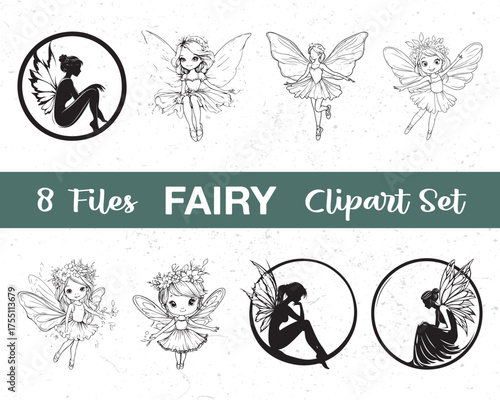 vector illustration of a set of fairy elements