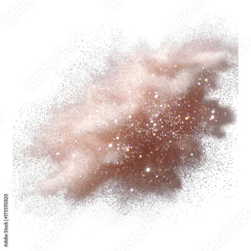 Soft Pink Cosmic Cloud with Stars and Sparkles in Dark Space