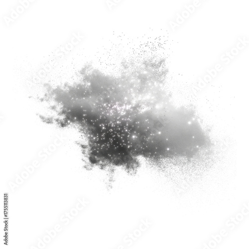 Sparkling Dust Cloud with Glowing Particles on a Dark Background