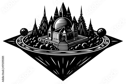 The crown of thorns vector illustration is a potent symbol of religion, much like the architecture and design of an old cathedral or temple