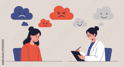 Emotion recognition therapy – psychologist helping woman understand and manage feelings