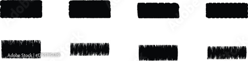Four Black Grunge Rectangles With Textured Edges And Scribbled Fill white