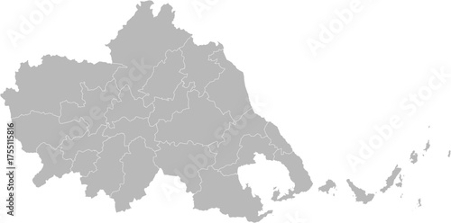 Thessaly, Greece – administrative vector map with municipality boundaries (Web Mercator projection, PPT-compatible & fully editable)