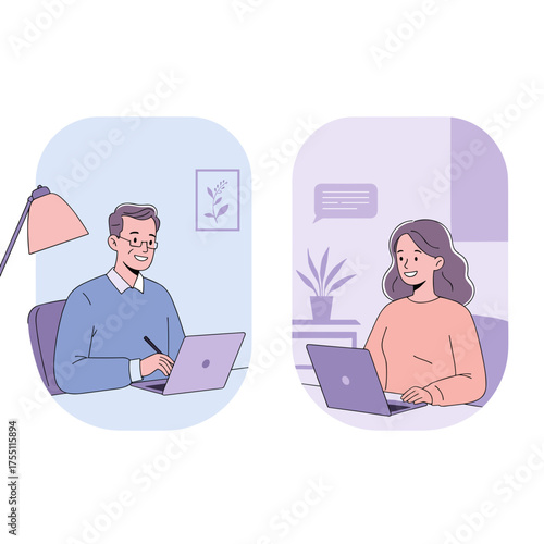 Online meeting between psychologist and client, virtual therapy session