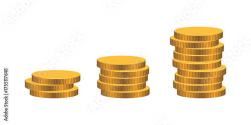 Stacked Gold Coins Vector Illustration Set