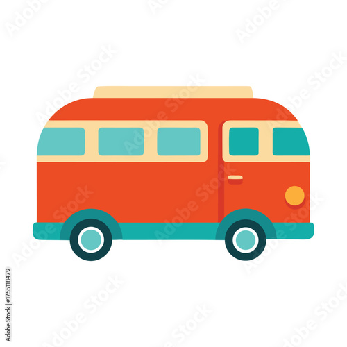 Vector of vintage camper van, retro camper van and minibus illustration isolated on white background.
