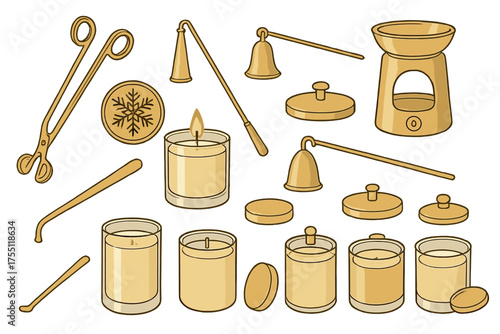 Various candle making tools and accessories for crafting unique decorations and scents at home