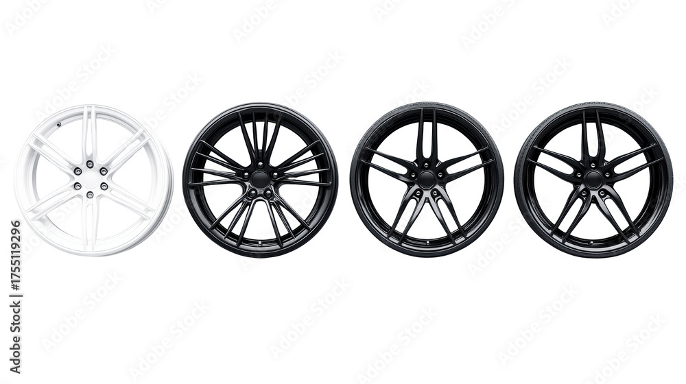 Fototapeta premium Stylish Car Wheels on Transparent Background