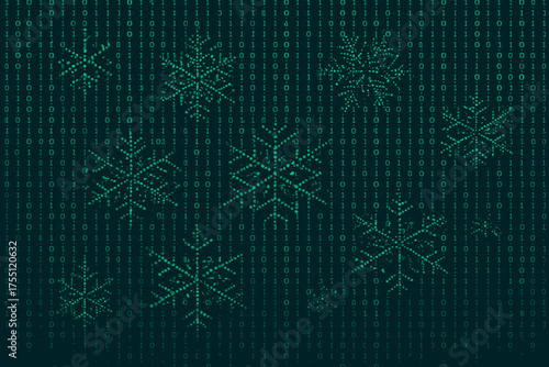 Snowflakes pattern in binary code creates a unique winter digital landscape