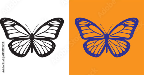 Abstract black and white butterfly wing graphic corner element design