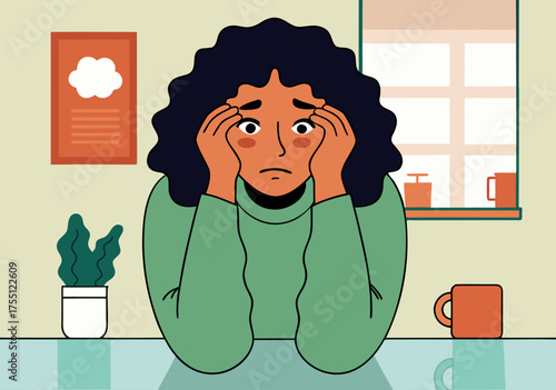 Illustration of a Woman Experiencing Depression at Home