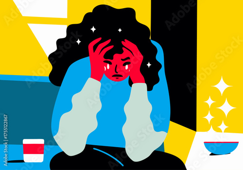 Sorrowful Woman Experiencing Depression and Stress at Home