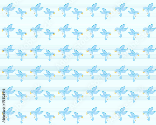 Fundo azul com padrão de pássaros