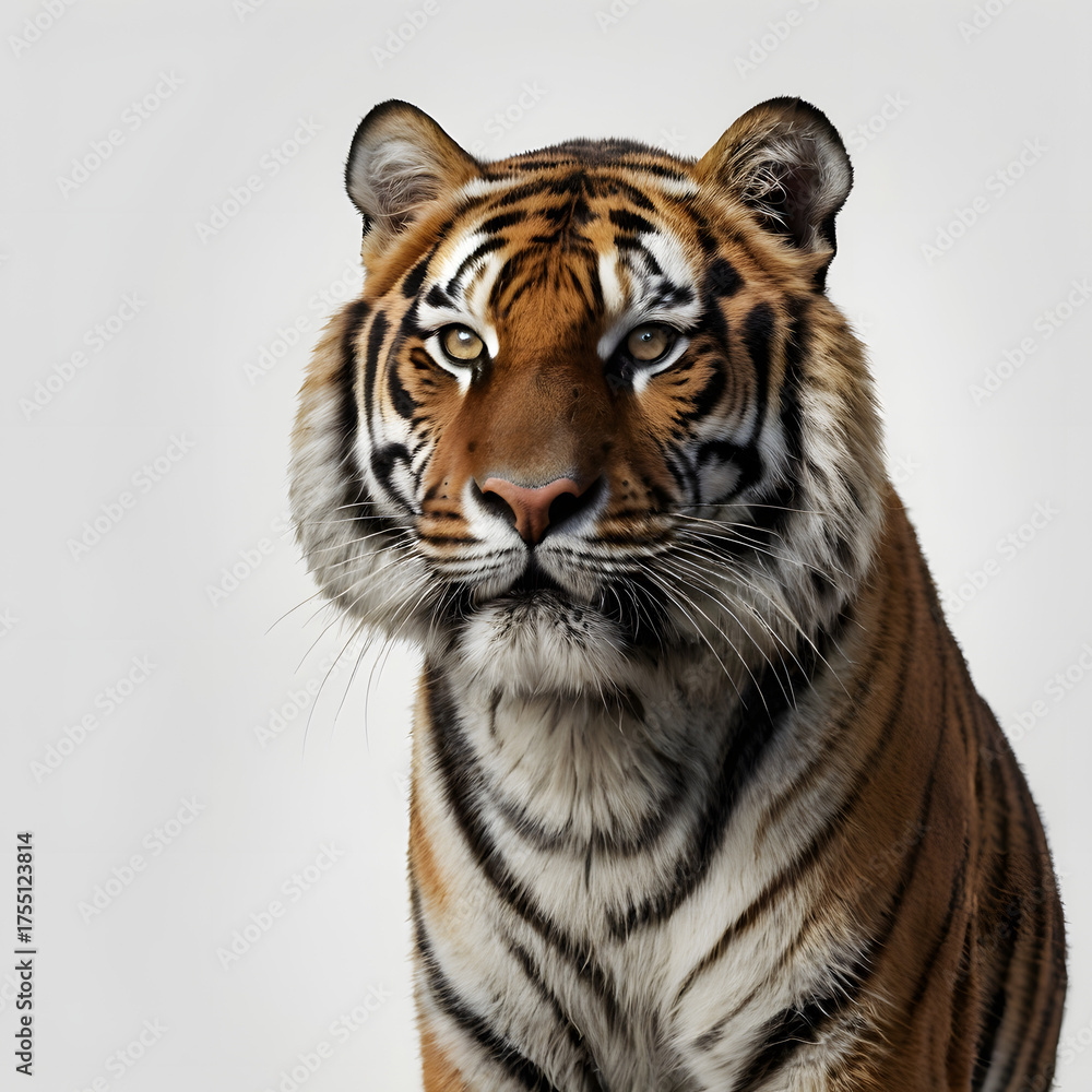 Fototapeta premium Closeup portrait of a majestic tiger with striking orange and black stripes