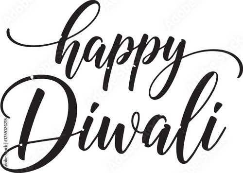 Modern handwritten Happy Diwali calligraphy text, ideal for a personal touch on festival greetings and contemporary designs.
