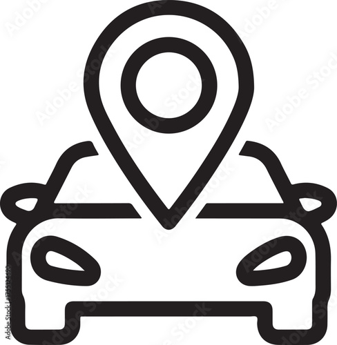 Car location pinpoint icon navigation app automobile destination search find route marker graphic element