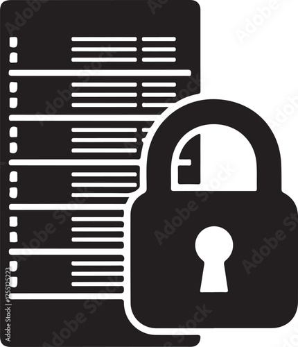 Data protection with a secure database server and a locked padlock symbol