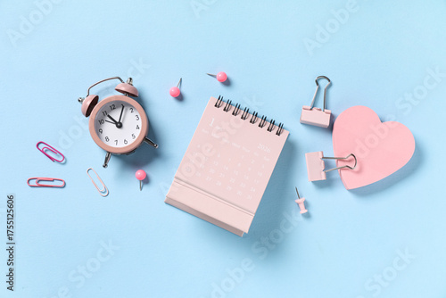 Calendar with alarm clock, ...