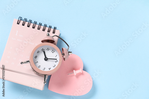 Calendar with alarm clock, ...