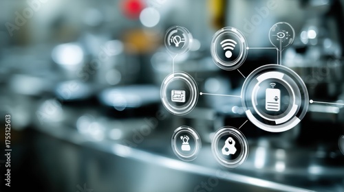 Industrial automation insights modern factory infographic tech environment close-up view smart manufacturing concepts