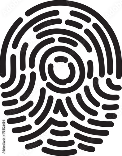 Fingerprint biometric security scan identity recognition concept in black and white graphic illustration