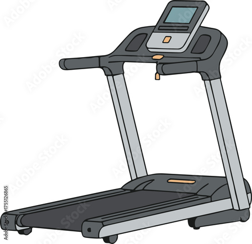 Modern treadmill for home or gym exercise on white background copy space