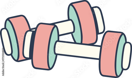 Colorful dumbbells for fitness training on white background copy space