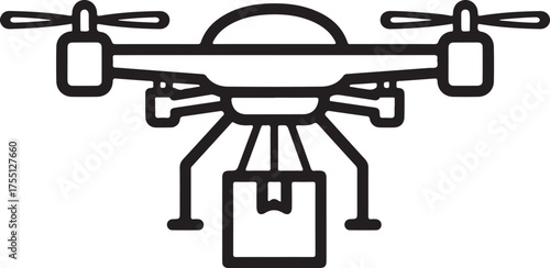 Modern Drone Delivering Package Simple Icon Vector Illustration for Delivery Services and Technology Solutions