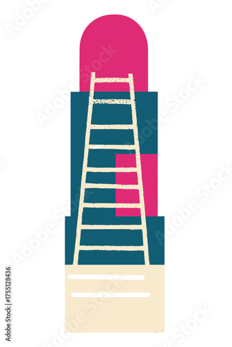 Abstract architectural portal vector Minimalist ladder ascending a dimensional doorway Scifi concept for ascension reaching higher planes and surreal dreamscapes