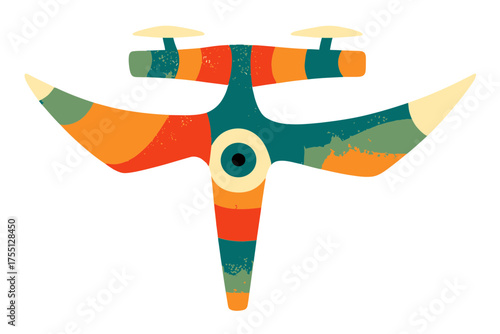 Biomimetic surveillance drone vector Abstract pterodactyllike machine a camera eye Scifi concept for futuristic espionage ecological monitoring and robotic fauna
