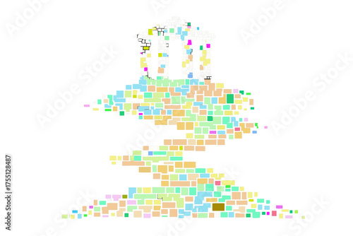 Vector of fragmented digital temple Abstract sacred architecture made of data blocks Scifi concept for a virtual sanctuary lost digital histories or glitched reality