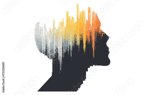 Vector of consciousness infused with cosmic nebula Human profile filled with abstract galaxy textures Scifi theme of universal connection psychedelic insight and thought