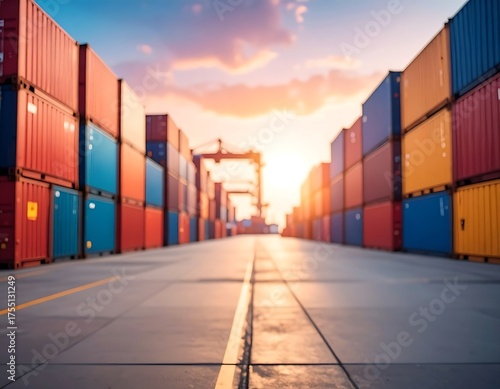 Wallpaper Mural Container Terminal at Sunset - Global Trade and Logistics. Torontodigital.ca