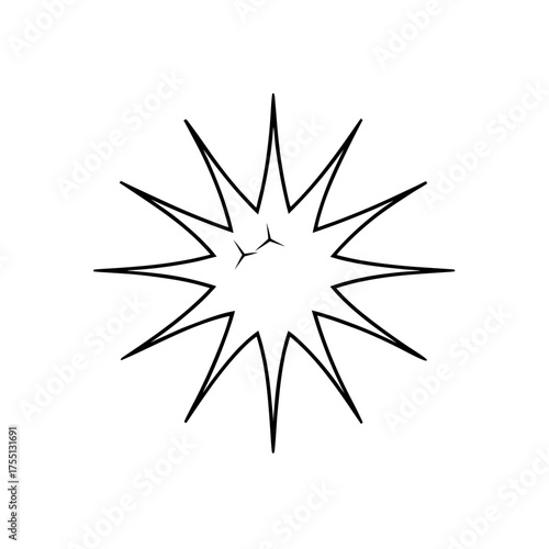 Bursting star shape with spikes on transparent background