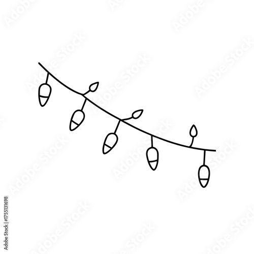 String of decorative lights on transparent background