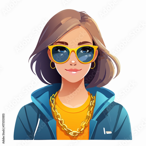Teenager mit Sonnenbrille und Goldkette (stylish, clean)