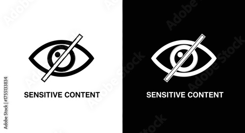 Symbol indicating sensitive content displayed visually with an eye symbol overlaid with a diagonal line indicating it should not be seen