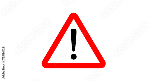 A Red Warning Triangle Symbol with a Black Exclamation Mark Inside Indicating Potential Danger or Cautionary Advice for Attention