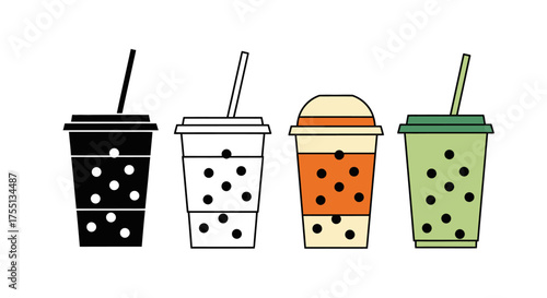 A Collection of Refreshing Bubble Tea Drinks Decorated with Spherical Pearls Ready for Enjoyment