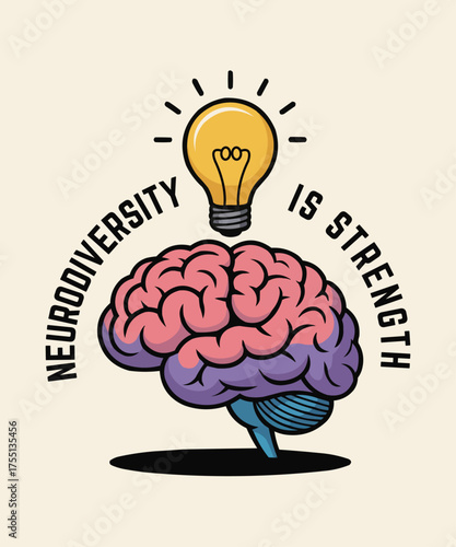 Neurodiversity and creative ideas a brain with a glowing lightbulb