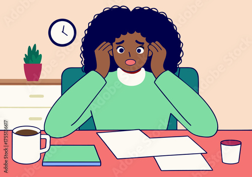 Stressed Businesswoman Holding Head in Office