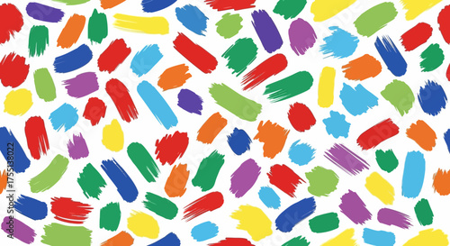 Vibrant Abstract Art Featuring A Multitude Of Colorful Brush Stroke Shapes Scattered Across A Clean White Background