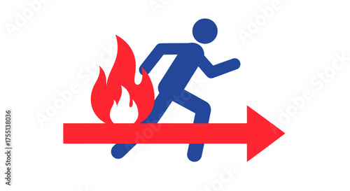 Running Away From Fire Symbol Representing Danger Emergency Evacuation Safety Precautions Fire Escape Route Illustration