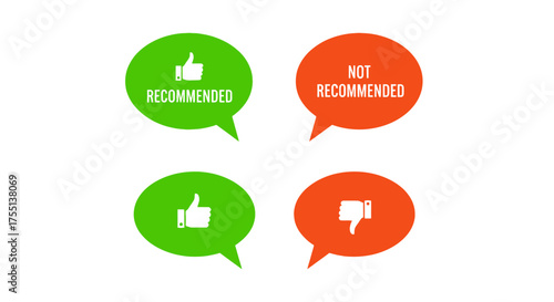 Visualizing Recommendations and Non Recommendations with Thumbs Up and Thumbs Down Icons in Speech Bubbles